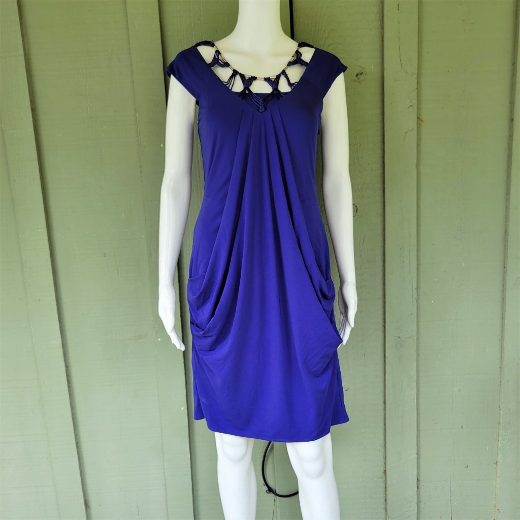 Karen Millen Violet Draped Beaded Macrame Dress
